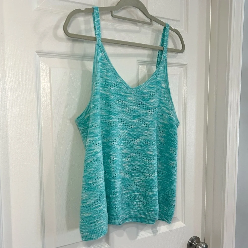 Torrid Women's Sweater Knit Swing Teal V-Neck Sleeveless Cami Tank Top Size 0 - Picture 3 of 10